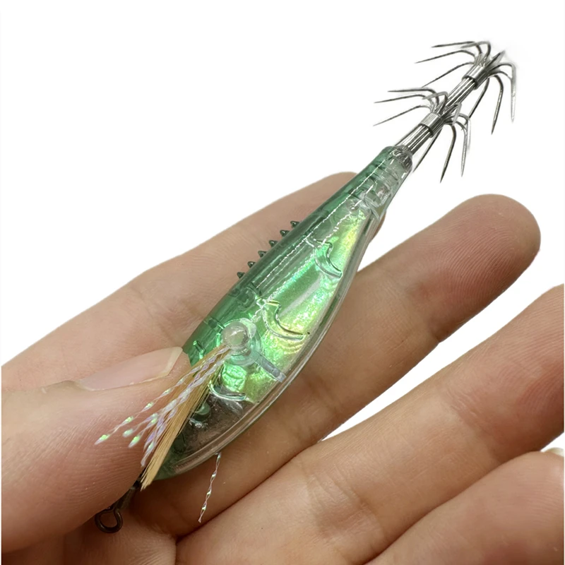 Cebo flotante luminoso de madera Horizontal, hoja FLASH para camarones, señuelo Egi, calamar, Jigging, camarones, pulpo, sepia, cebos de pesca en el mar