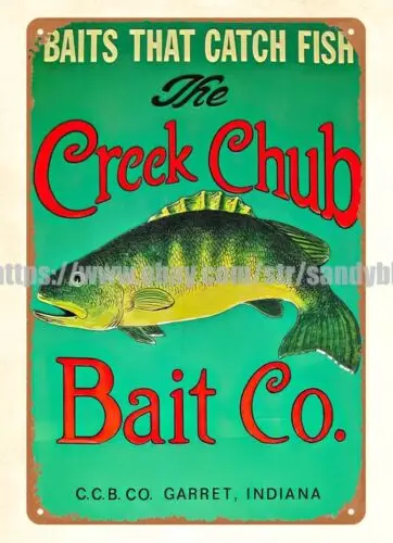 Creek Chub Bait Co fishing lure metal tin sign plaque inspirational wall decor