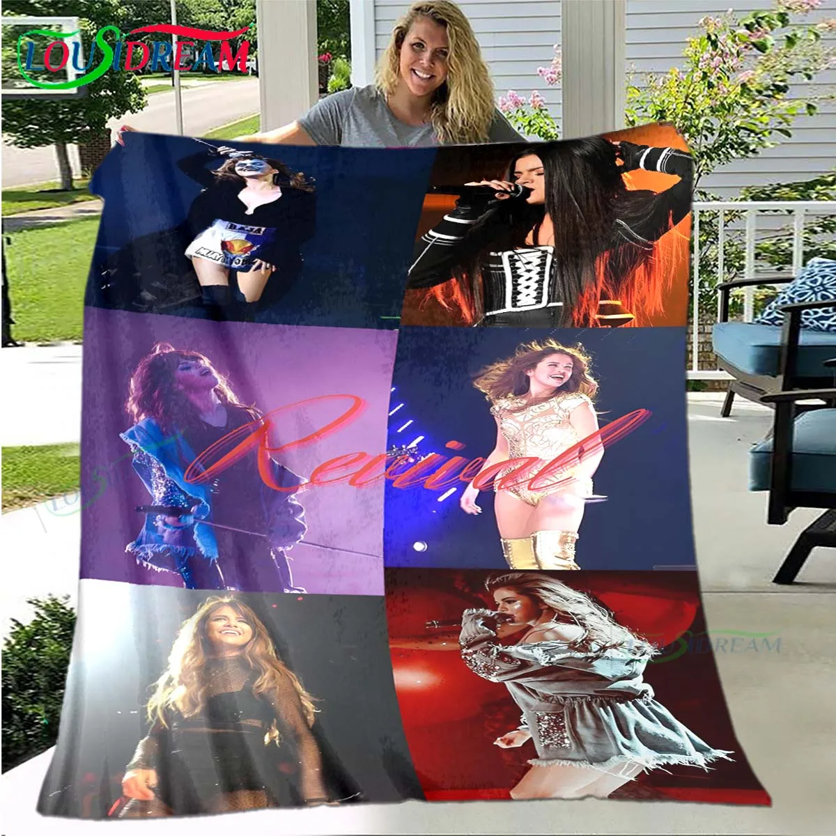 

Singer Selina Gomez Pattern Blanket Star Art Flannel Thin Blanket Portable Home Travel Office Lunch Break Blanket Birthday Gift