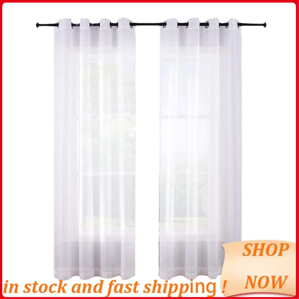 

Прозрачные шторы с белой люверсами, комплект из 2-х панелей, прозрачные полузанавески для окон, вуаль из полиэстера, шторы для спальни, ГОРЯЧИЕ!