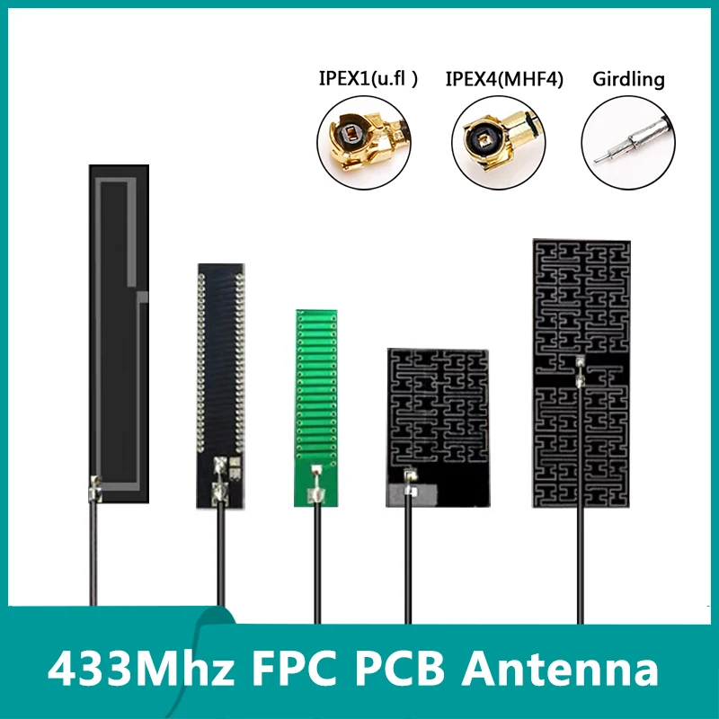 10PCS Lora 433 MHz Antenna 433M FPC PCB Antennas U.FL MHF4 IPX Omni Embeded Aerial Long Range LoRawan Module Antenna 433MHz