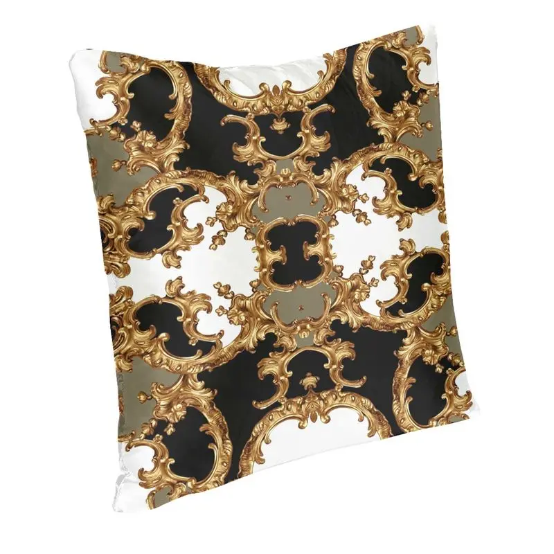 Golden Ornamental Baroque Symmetrical Cushion Cover 45x45cm Decoration Print Throw Pillow Case for Car Double Side
