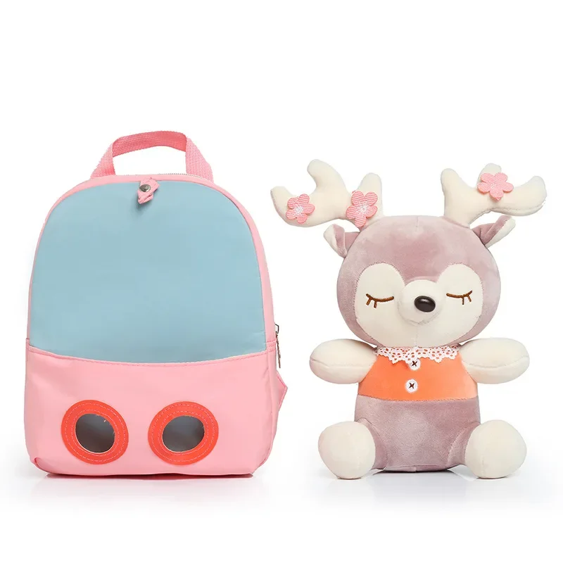 Cute Unicorn Student School Backpack Girl Cartoon Mini Fur Schoolbag Kidergarten Doll Plush Bag Toy Doll Backpack Children Gift