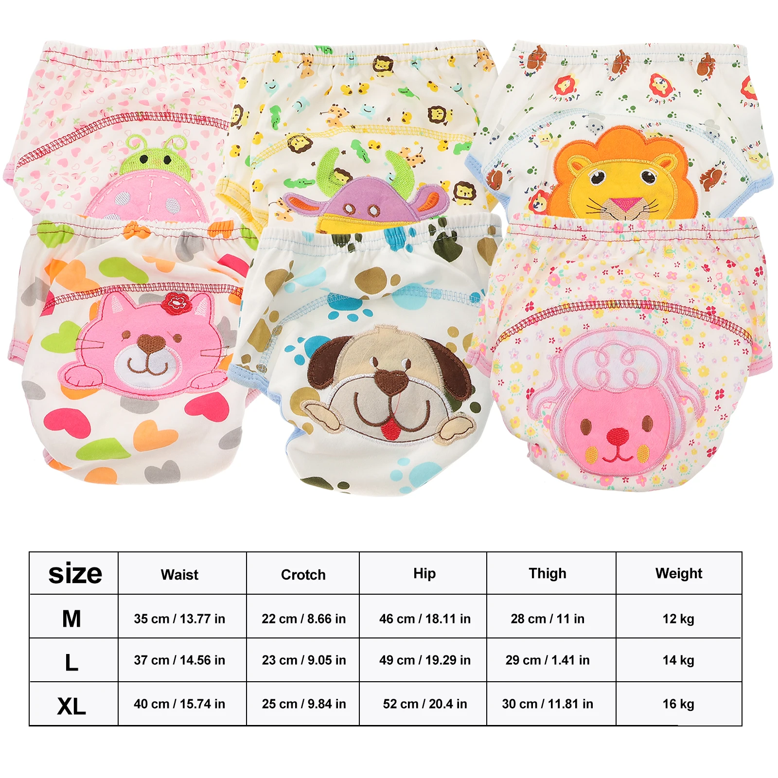 

6Pcs Cartoon Pattern Baby Training Pants Toddler Nappy Underwear Soft Washable Reusable Diaper Rash Prevention Comfortable Wear