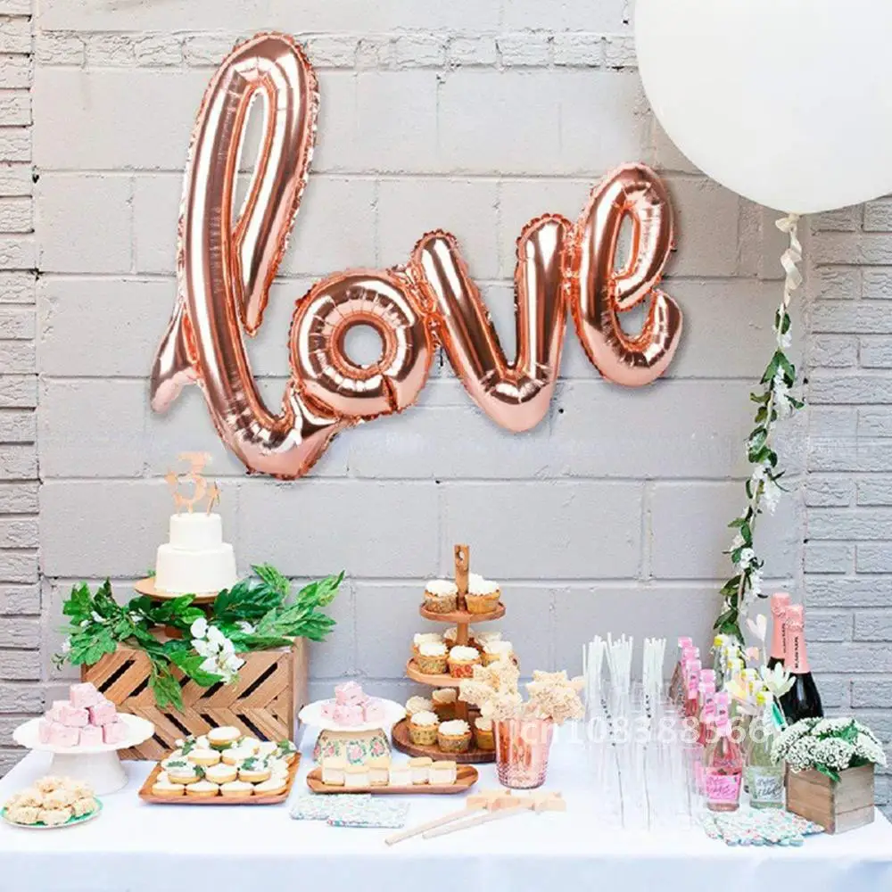 

Letter Love Ligatures Balloon Foil Anniversary Wedding Valentines Birthday Party Decoration Champagne Cup Photo Props