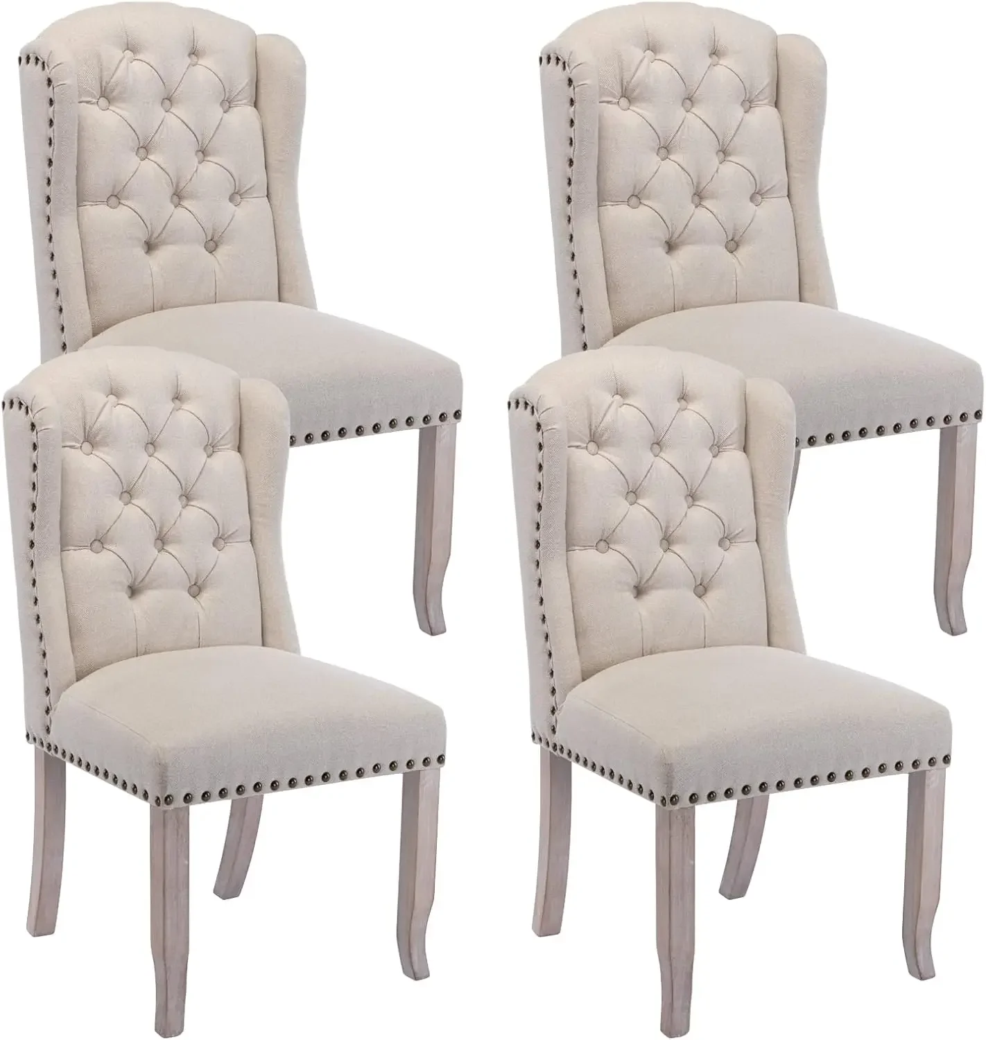 

DUOMAY Modern Tufted Dining Chairs Set of 4, Linen Upholstered Dining Room Chairs Armless Guest Side Chair for Kitchen Dining