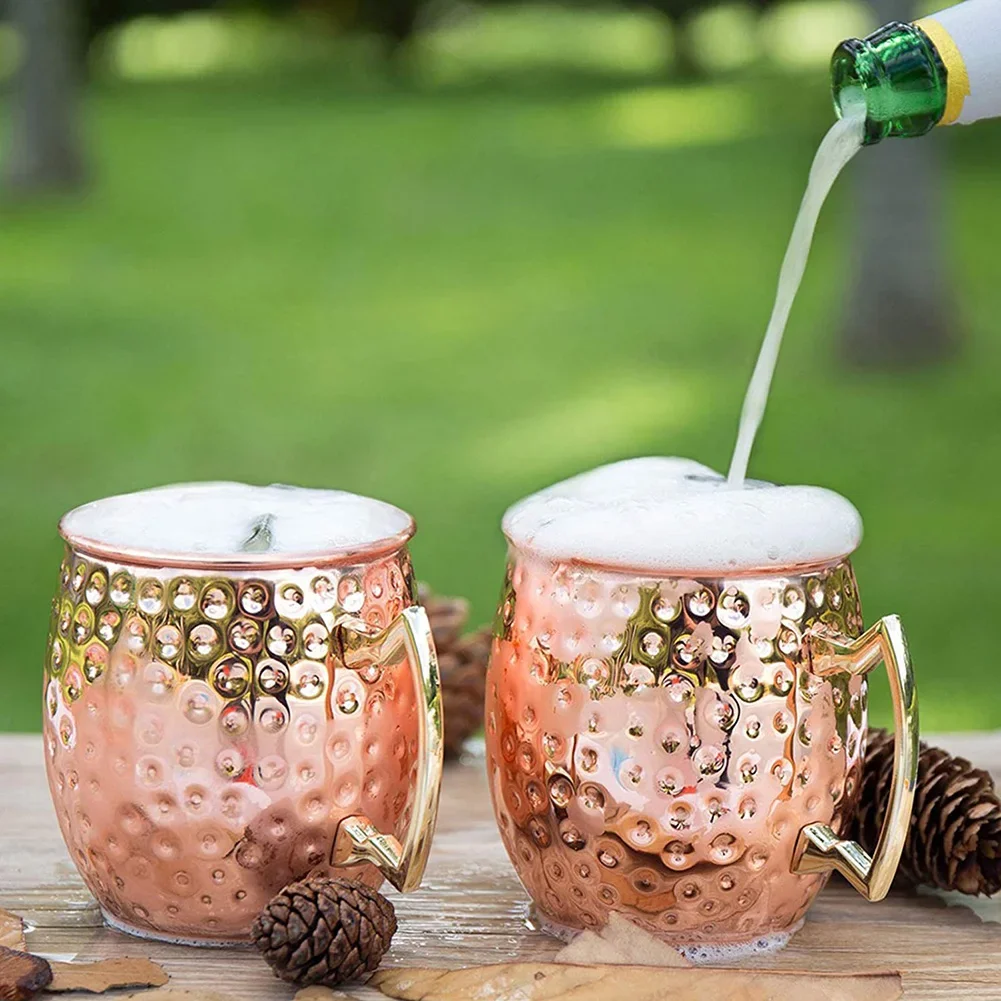 Moscow Mule Copper Mugs Metal Beer Cup Stainless Steel Copper Goblet Cocktai Wine Coffee Cup Champagne Party Bar Drinkware Tools