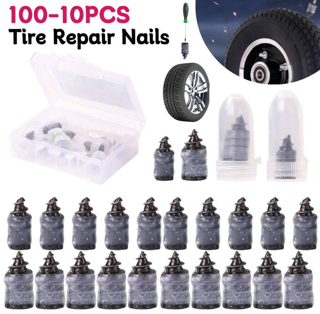 

100-10pcs Bike Vacuum Tyre Repair Nail for Car Motorcycle E-scooter Bicycle Tubeless Rubber Tire Puncture Repair Pins