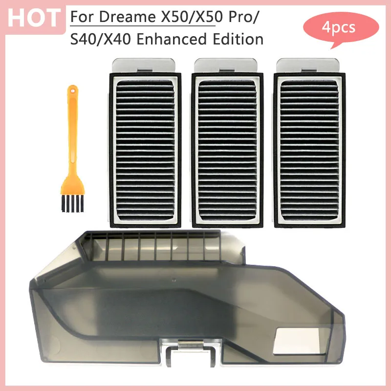 ل Dreame S40 طبعة محسنة/X40 طبعة محسنة/X50/X50 Pro قطع الغيار صندوق الغبار فلتر Hepa جهاز آلي لتنظيف الأتربة