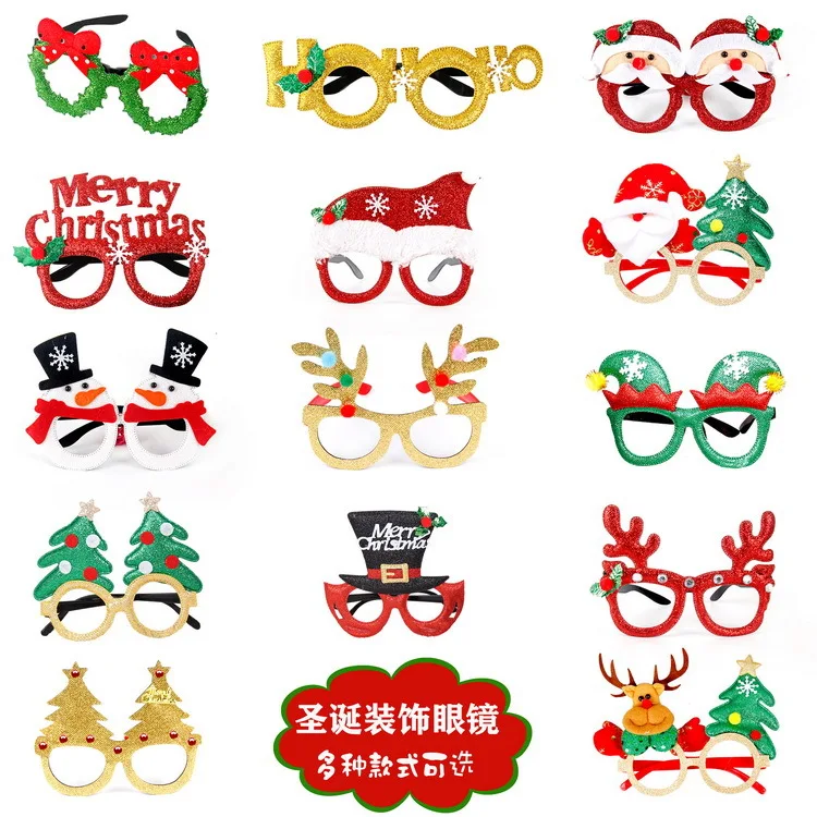 

Christmas Party Glasses Frame, Funny Holiday Costume Eyewear for Adults Kids, Novelty Santa Gift Decoration Accessories