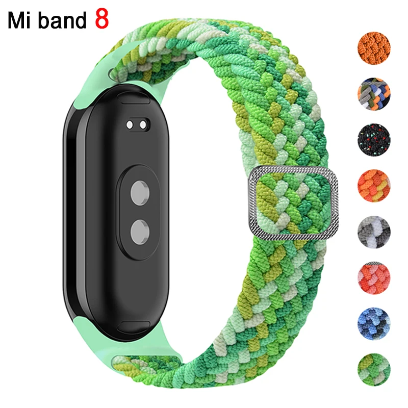 Braided Strap for Mi band 8 bracelet Elastic adjustable Nylon Miband4 miband 5 correa Wristband for xiaomi Mi band 4 3 5 6 7 8