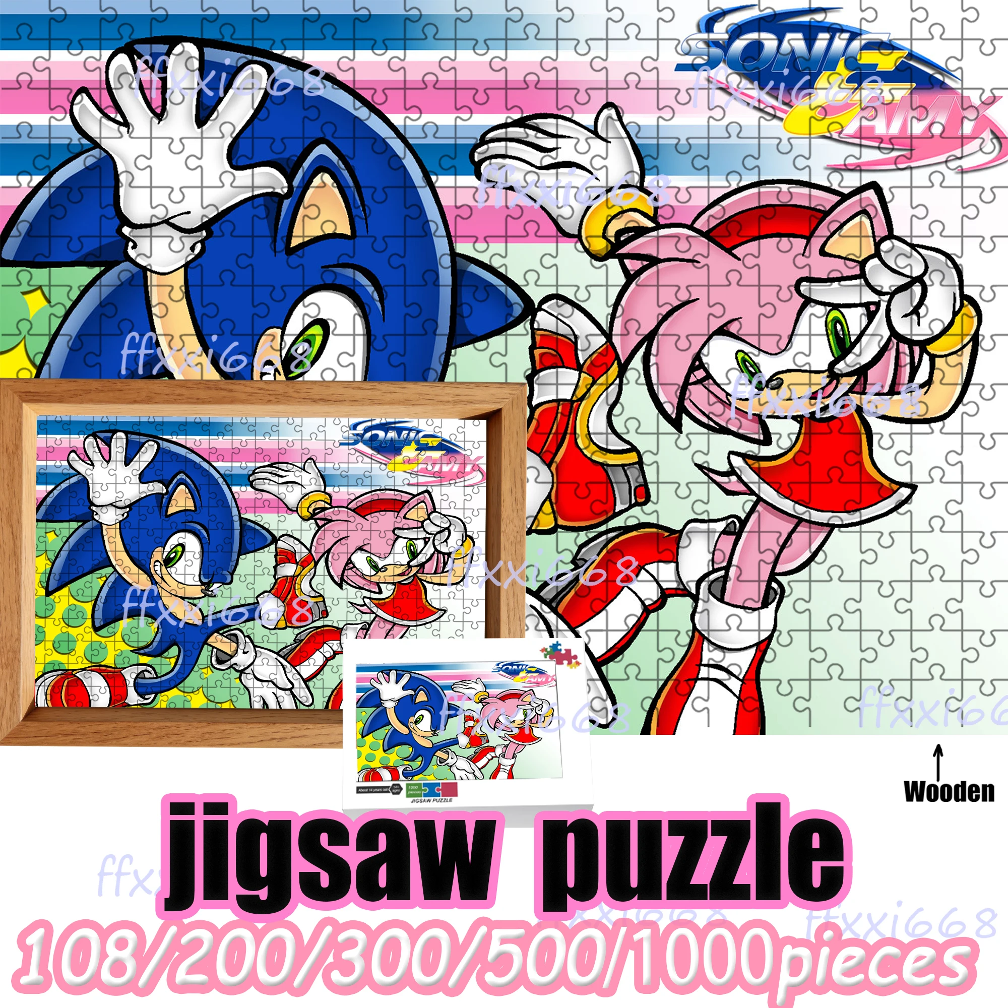 

Sonic the Hedgehog Jigsaw Puzzle 108/200/300/500/1000 Pieces Wooden Puzzle High Quality Gift Fun Birthday gift