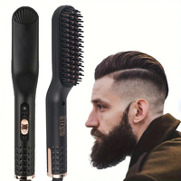 Beard Straightening Brush Men'S Professional Quick Heated Hair Straightener Comb Electric Ceramic Hair Straightener Curler Comb