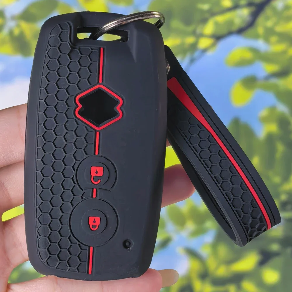 Sporty Honeycomb Silicone Key Fob Protector With Keychain, Soft Cover For Suzuki Swift Grand Vitara SX4 S-Cross XL-7 Remote Key