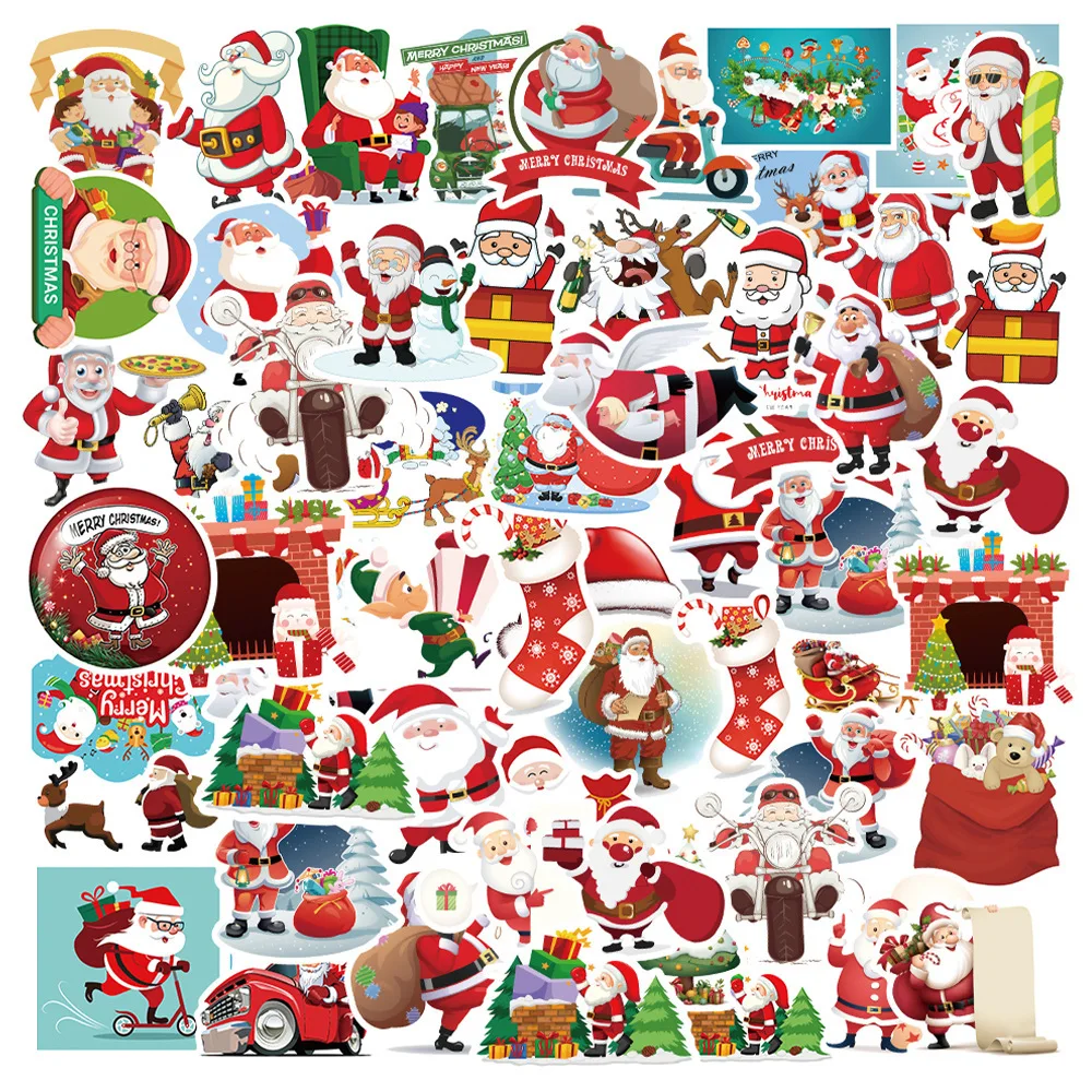 50pcs New Cartoon Christmas Series Graffiti Stickers Scrapbook Laptop Phone Car Diy Luggage Scooter Helmet Decoration Stickers