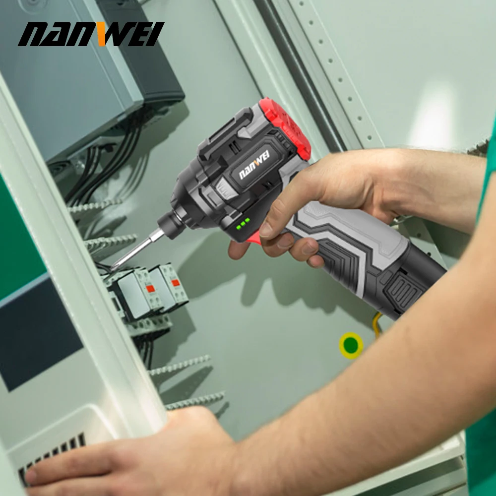 NANWEI 16V Elektrowerkzeuge Bürstenloser Lithium-Ionen-Schlagschrauber 140Nm Elektrischer Haushaltsschrauber Akku-Bohrschrauber/Schraubendreher