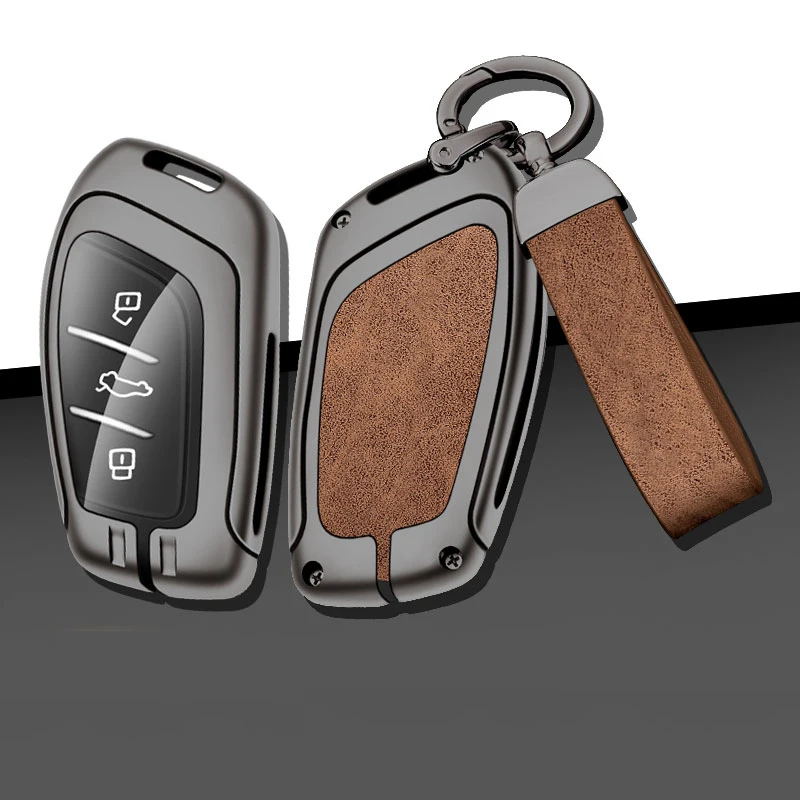 

Leather Car Metal Key Case Cover For MG 4 2023 Mg4 Ev MG HS GT ZS EV ZX MG5 MG6 for Roewe RX3 RX5 RX8 ERX5 I6 I5