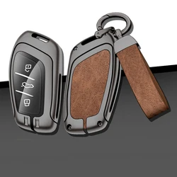 Leather Car Metal Key Case Cover For MG 4 2023 Mg4 Ev MG HS GT ZS EV ZX MG5 MG6 for Roewe RX3 RX5 RX8 ERX5 I6 I5