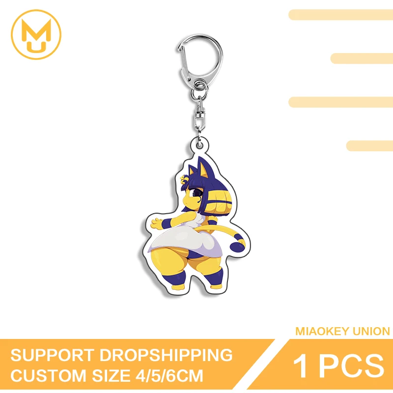 Furry Ankha Chibi Acrylic Key Chains Ingenious Jewelry Decoration Unique Hanging Ornament For Car Backpacks Handbags Wallets