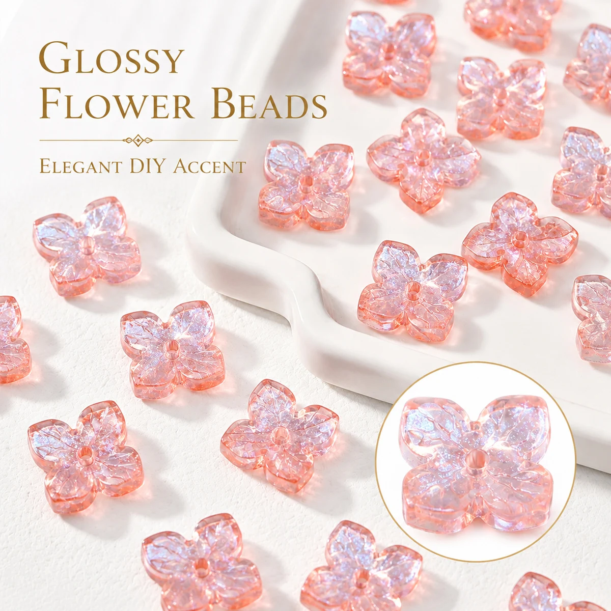 50-150Pcs 10mm Orange Red Hydrangea Petals Crystal Glass Beads for Jewelry Making Bracelet Necklace Keychain DIY Accessories