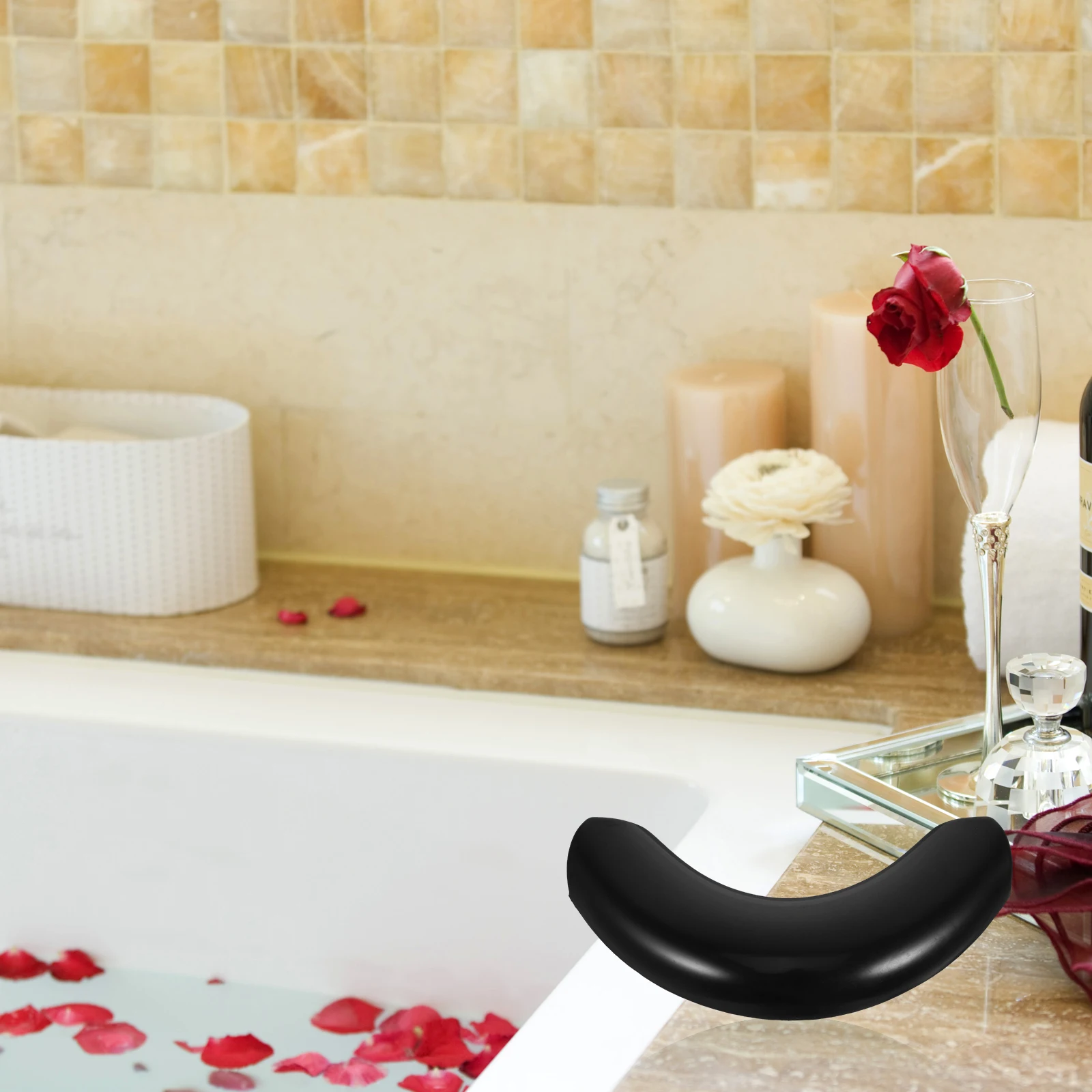 

Shampoo Pillow Neck Rest for Hair Washing Sink Black Salon Cushion Gel Waterproof Comfort Curved Shape Bathtub Shampoo Beds