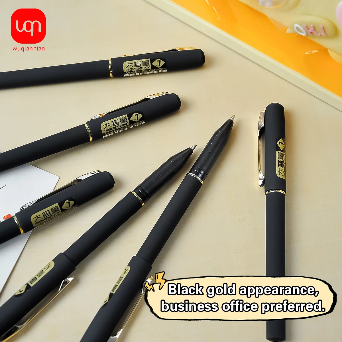 

WQN Frosted Large Capacity Black Gel Pens 0.7mm Fine Tip Smooth Writing Ink Business Office Supplies - 3/6/12 Pcs