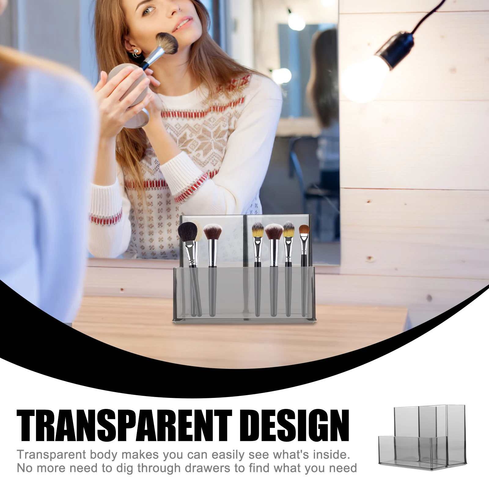 

2pcs Acrylic Transparent Pen Container Brush Storage Desktop Organizer Pencil For Desk Holder Stationery Holder