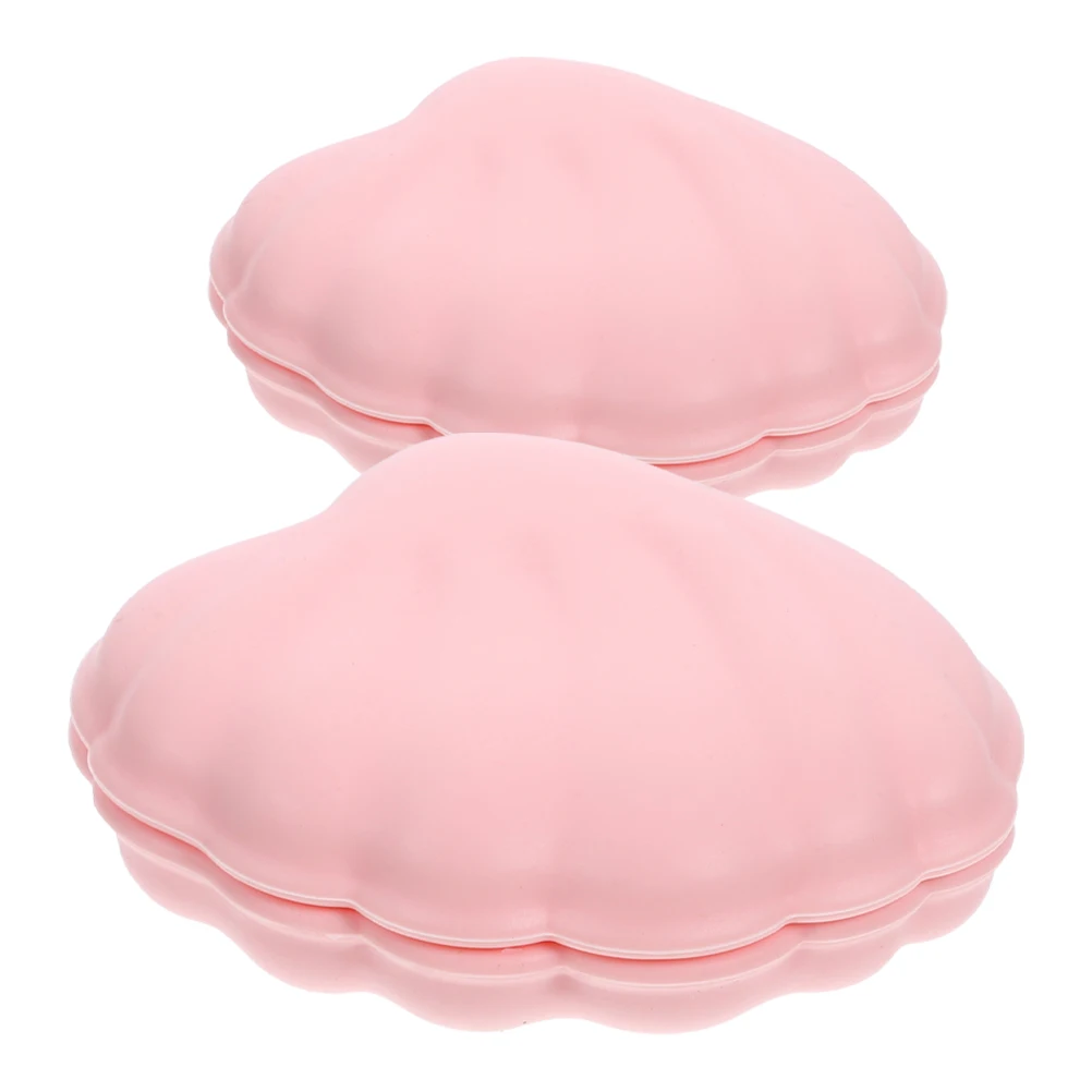 

2pcs Silicone Shell Shape Jewelry Storage Box Multifunctional Portable Trinket Holder Drop-Resistant Lightweight Travel Friendly