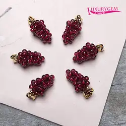 9x15mm Natural Color Red Garnet Stone Grape Shape Metal Buckle Stainless Steel Pendants Necklace Jewelry 1Pcs sk599 No Chain