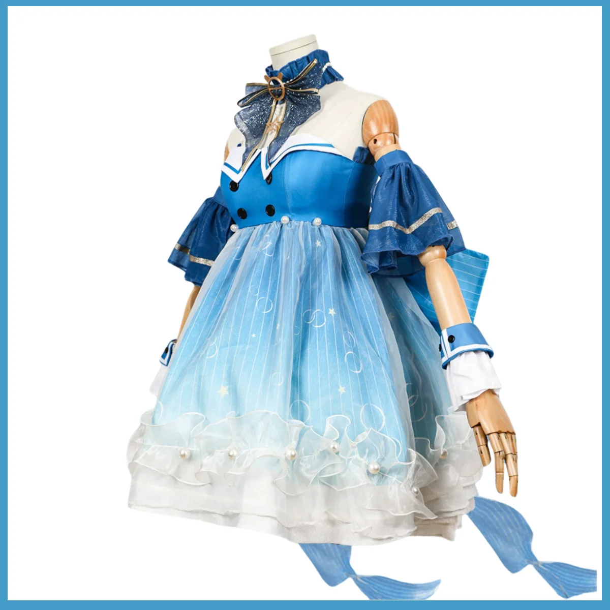 Game Infinity Nikki Cosplay Costume Anime Wig Blue Bubbles Skirt Off Shoulder Princess Dress Woman Cute Halloween Carnival Suit view 4