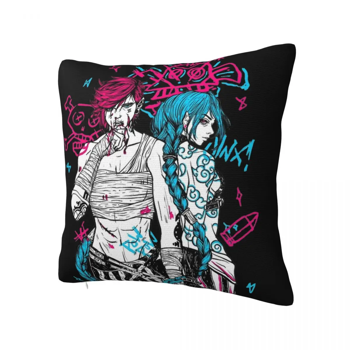 Jinx Vi Arcane Pillowcase Printed Polyester Cushion Cover Decorative L-Leagues of Legend Game Throw Pillow Case Cover Home