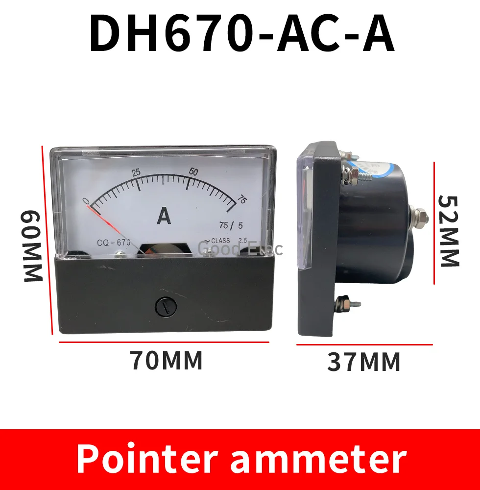 DH670 AC 1A 2A 3A 10A 15A 20A 30A 50A 100A 1-500A AC Analog Amp Panel Meter Current Ammeter Mechanical Pointer  Ampere Meter