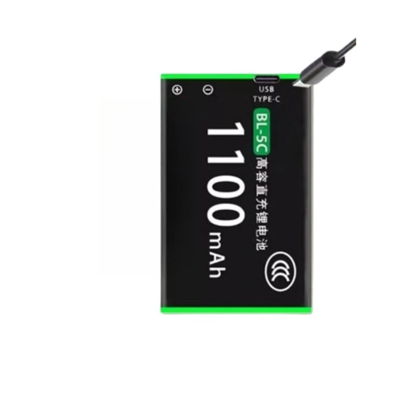 1100mAh for Nokia BL-5C Type-c Direct Charging BL-5C B1110 5130 2610 1010 1280 Lithium Battery