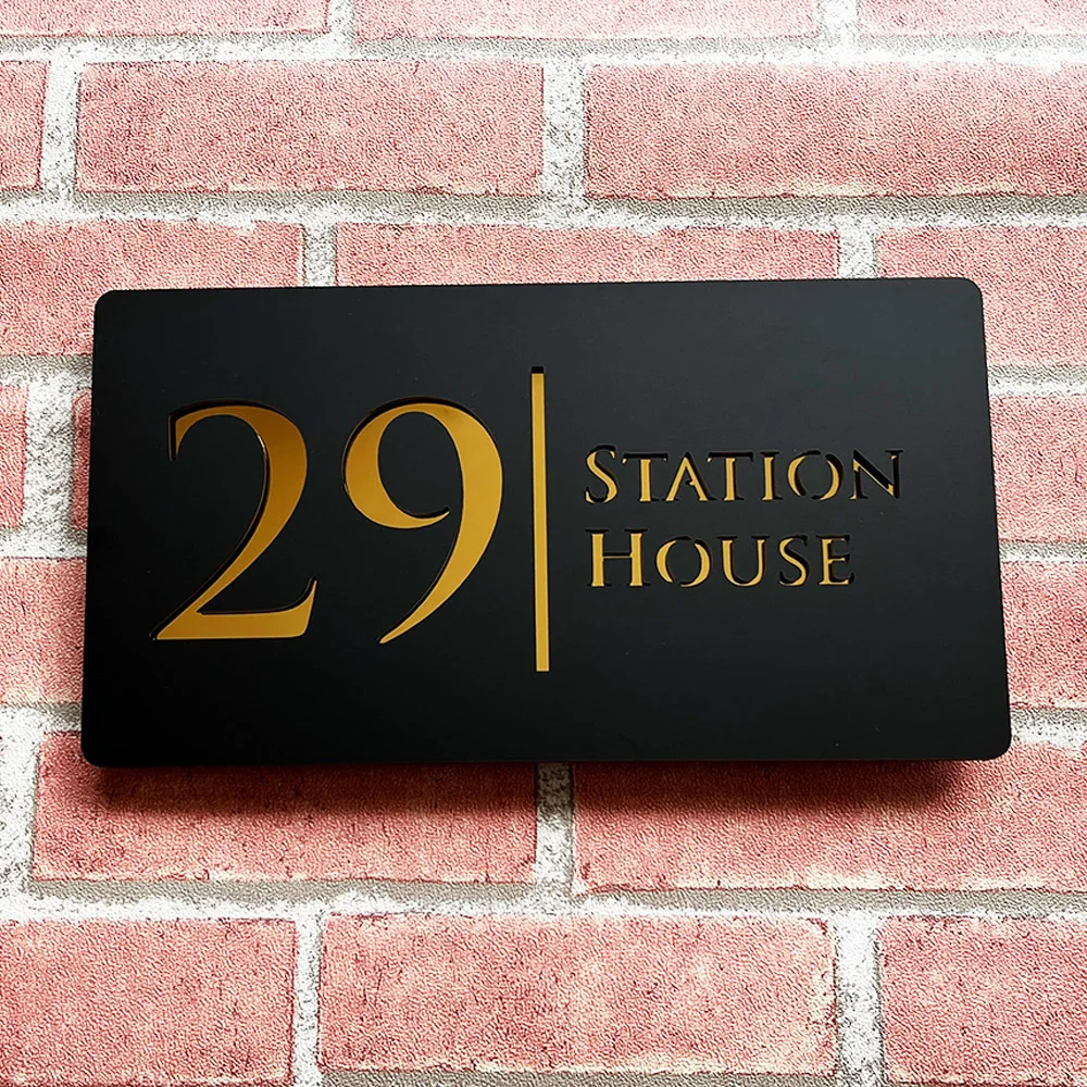 Personalised Laser Cut 28cm Acrylic Modern 3D Floating House Number sign Outdoor Street Family Name Plaque Matte Black Grey images - 6