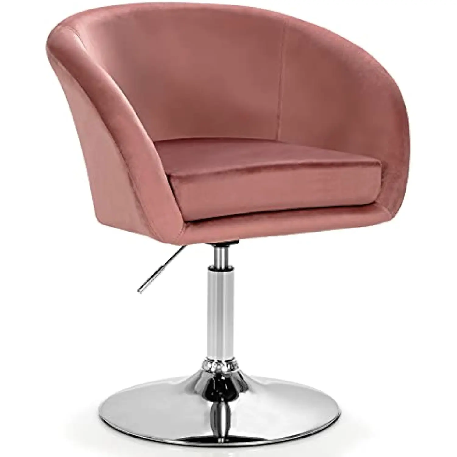 

Vanity Chair, Height Adjustable Modern Velvet Makeup Chair with Chrome Frame, Round-Back, Comfortable Swivel Accent Leisure Ch