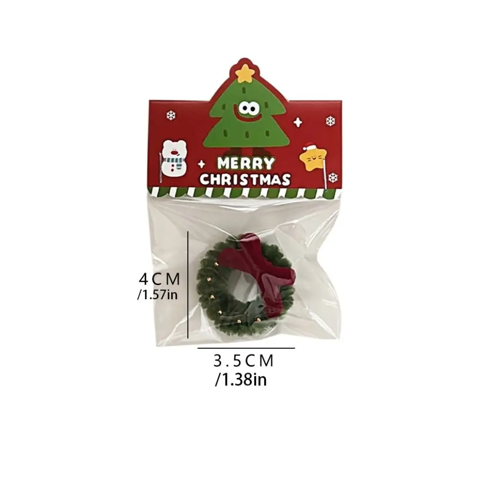 Cute Cartoon Christmas Pendant Red Bow Mini Wreath Keychain New Year Gift Soft Christmas Brooch Hanging Accessory