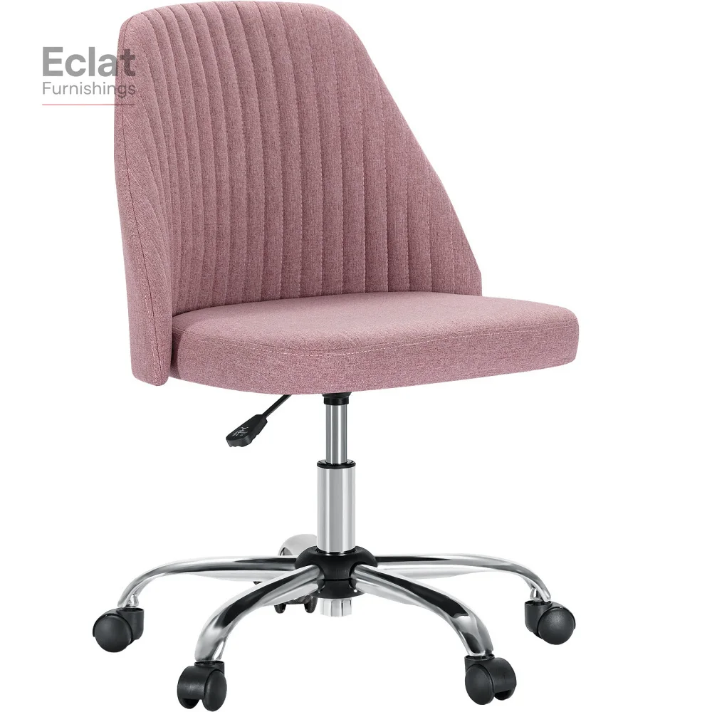 

Sweetcrispy Armless Home Office Desk Chair with Wheels Adjustable Swivel Task Computer Vanity Chair for Small Spaces