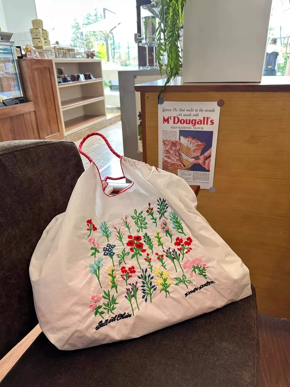 

Large Capaci Embroidered Canvas Tote Bag Commuter Single oulder Student op Bag Spring Summer New Sle Handbag