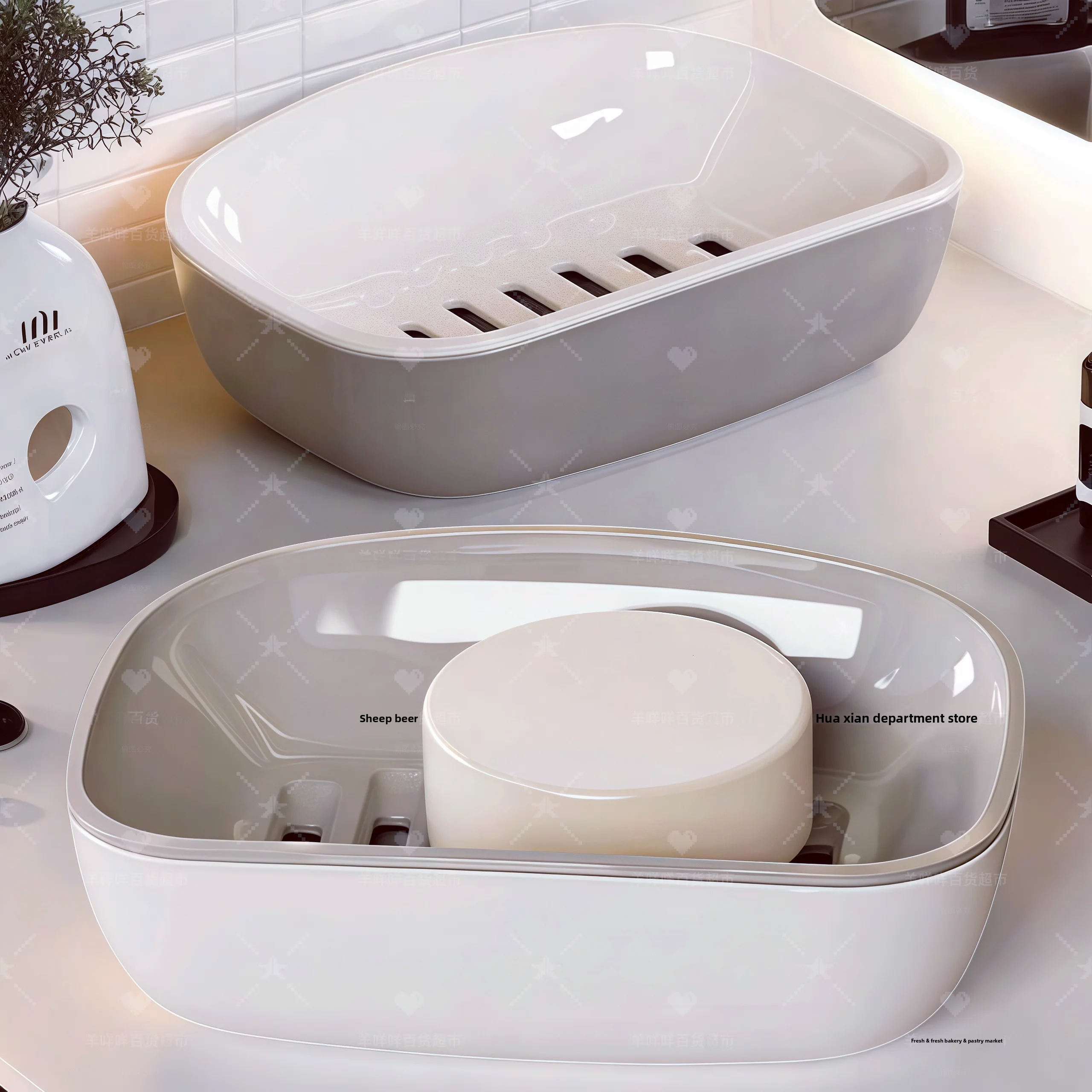 

Luxury Soap Di Draining Batoom Large Double Layer Soap Holder Laundry Soap Box Fly Use European Sle Pure Color