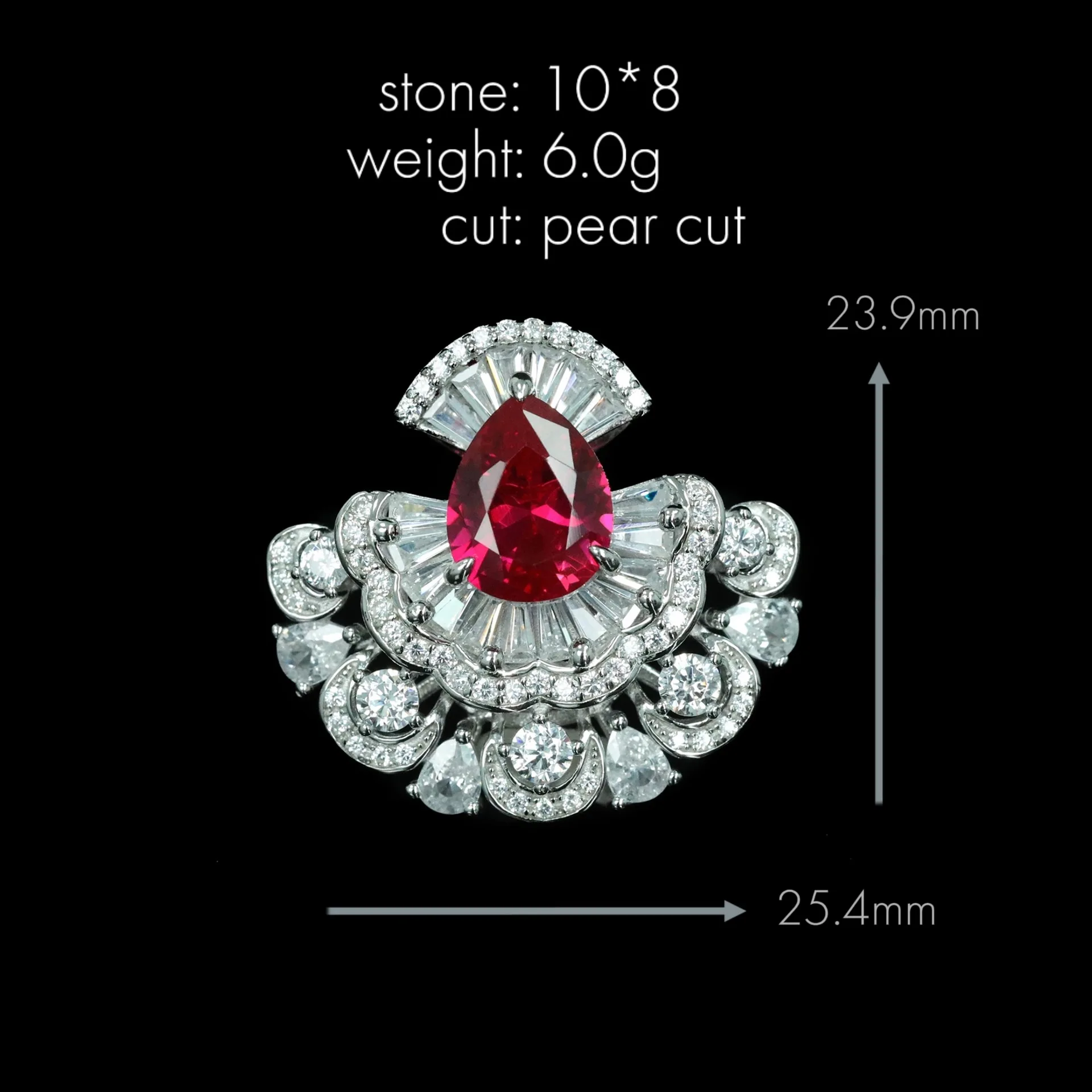 New S925 Silver Pendant High Carbon Diamond Dove Blood Red Pear Shaped Cut Girl's Skirt Girl Pendant Wedding Jewelry