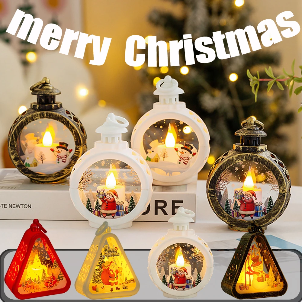 

Christmas Round Glass Triangle Wind Light Retro Xmas Night Light Desk Display Holiday Supplies Adornos Navidad Noël Kerst 2026