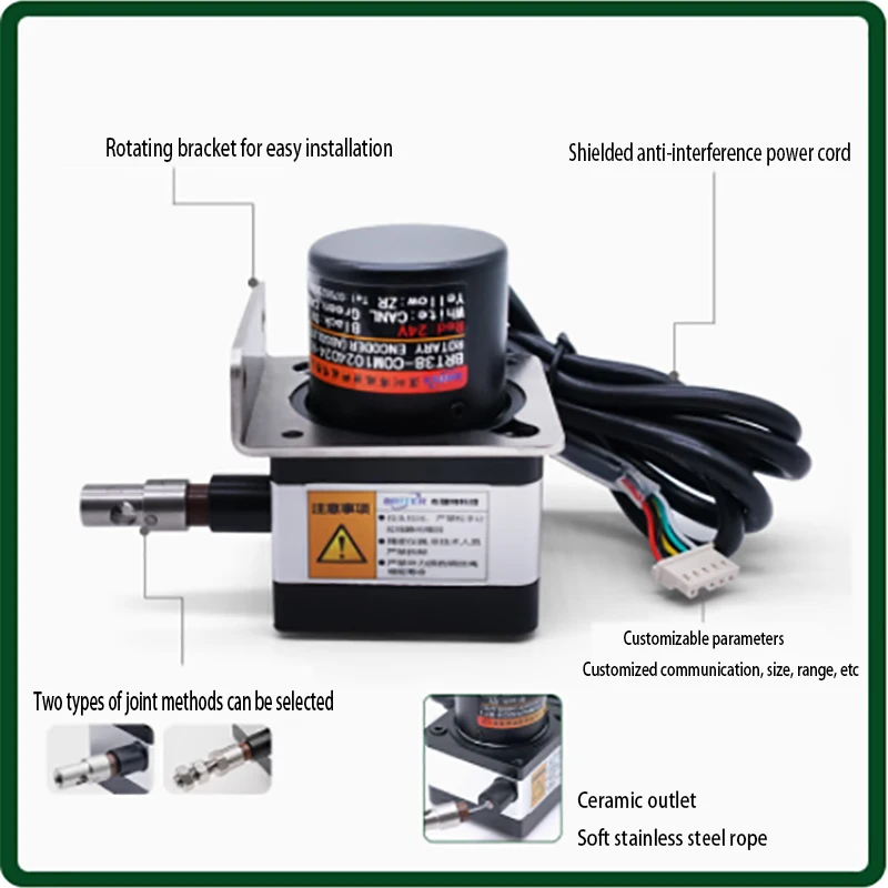 Wire Rope Displacement Sensor Absolute Value Encoder Brett Rotating Magnetic Gate Linear Electronic Ruler 0-1000MM