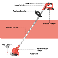 3 Section Cordless Mower Strimmer Lawn Edger with 21V Li-Ion Battery and Fast Charger, 2 x 6 Inch Saws, 10 x Metale Blades