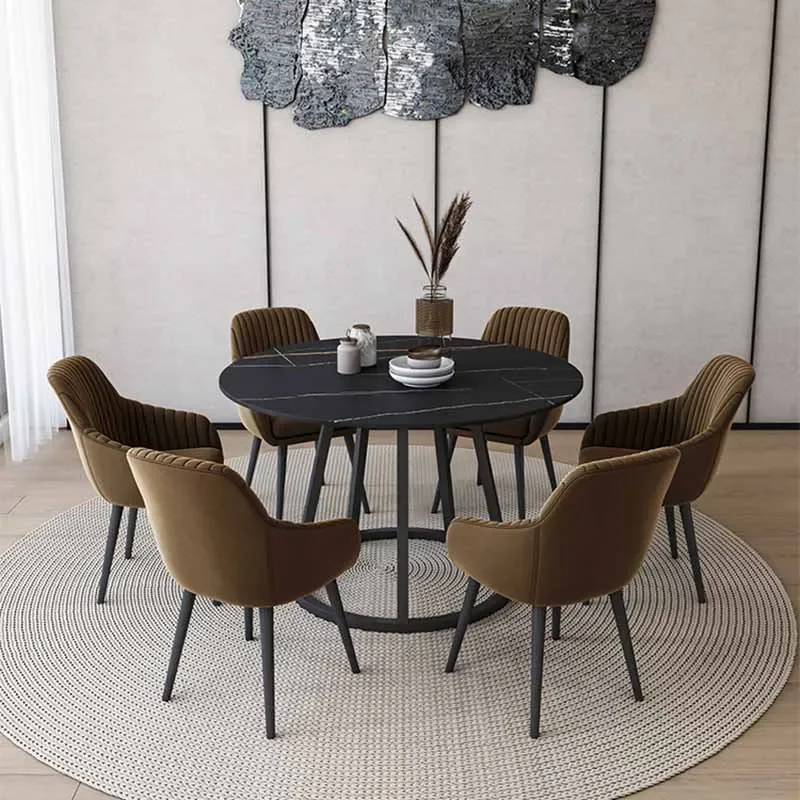 

Round Dining Table Black Legs Metal Nordic Kitchen Living Room Lobby Coffee Tables Center LibraryMesa Comedor Home Furniture