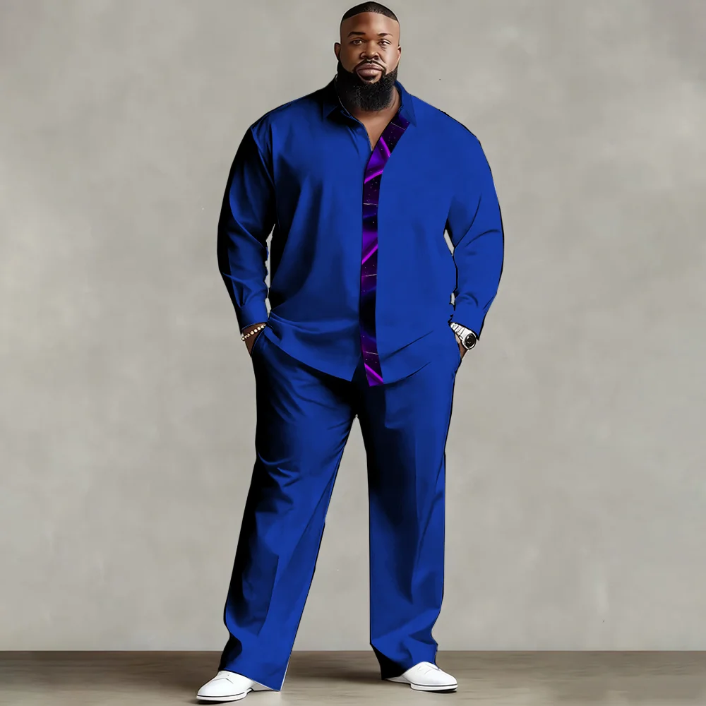 

S-9xl plus size Men's Shirt Set: Ethnic Charm - Breathable Fabric, Soft Vintage Ethnic Graphics, Wrinkle-Resistant,