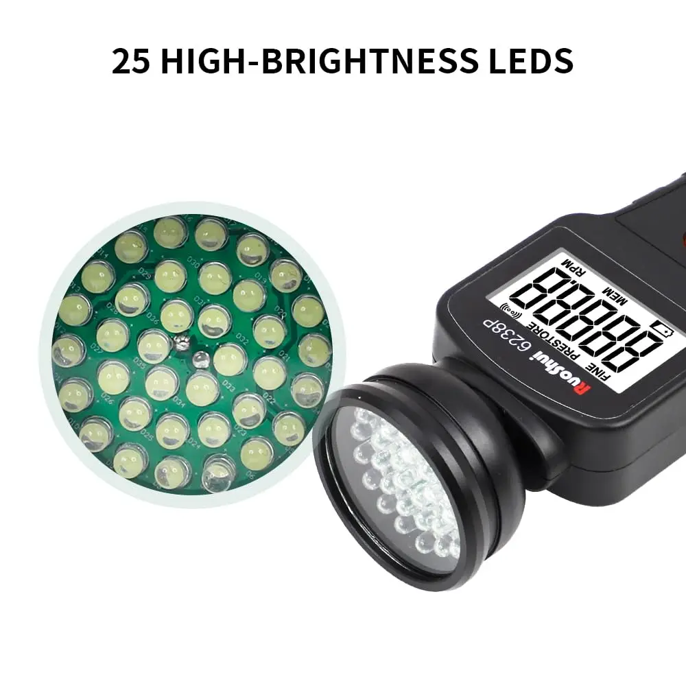 6238P flash frequency speedometer with LCD backlight non-contact flash photoelectric tachometer for detection and maintenance