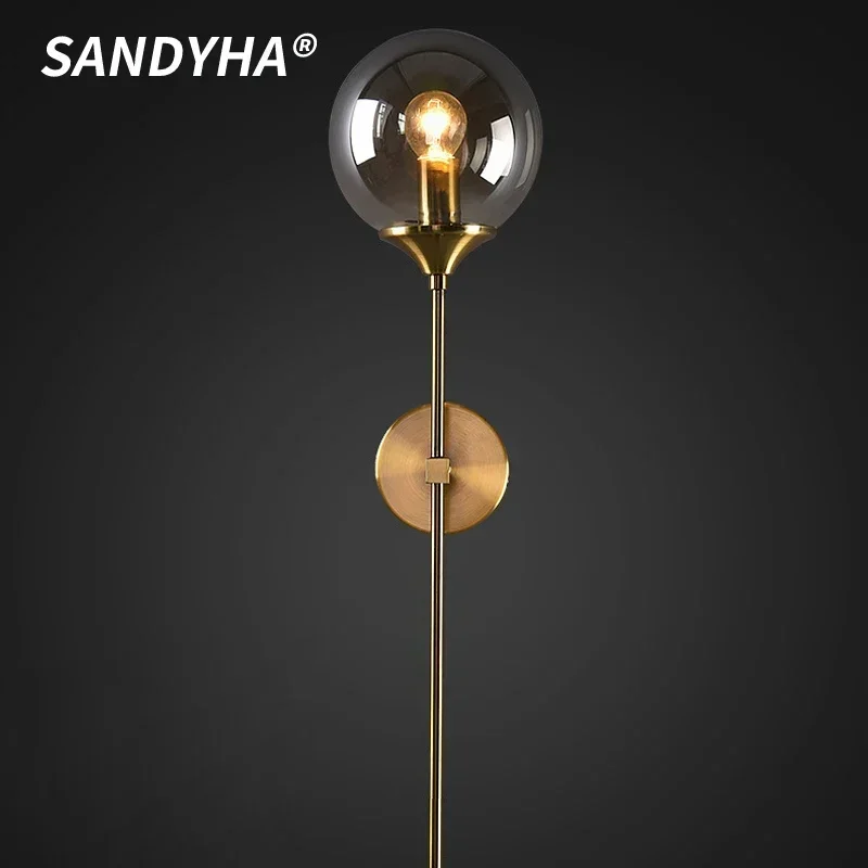 

SANDYHA Minimalist Living Room Glass Wall Lamps Modern Creative Bedroom Bedside Lights Corridor Interior Decor Lighting Fixtures