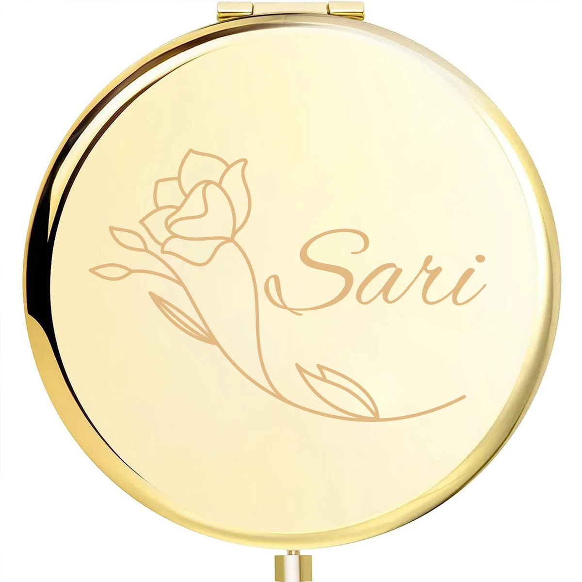 1 قطعة وردة جميلة مخصصة النص مرآة الجيب دائرة مستديرة مرآة قابلة للطي مرآة هدية عيد ميلاد هدايا المناسبات #5