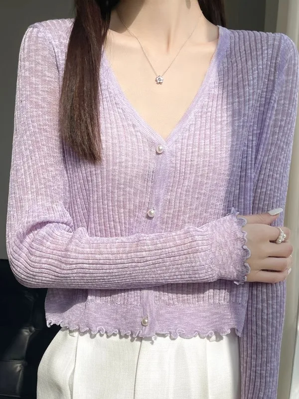 Ice Silk Short Cardigan Women's Outerwear Spring Fashionable Vest Skirt Outer Cover Sunscreen Air Conditioning Sweater