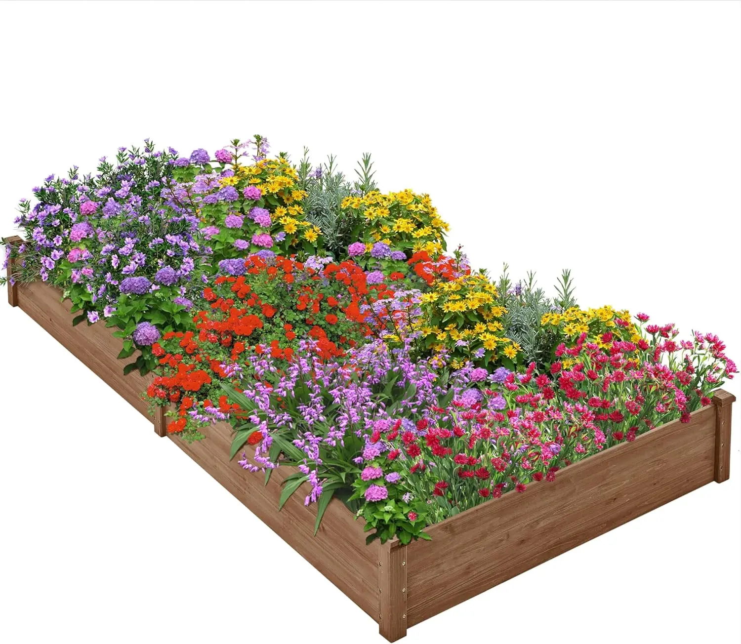 

Деревянная садовая кровать для садоводства 8 × 4 фута, разделенная приподнятая посадочная коробка для цветов/овощей/травя на заднем дворе/патле